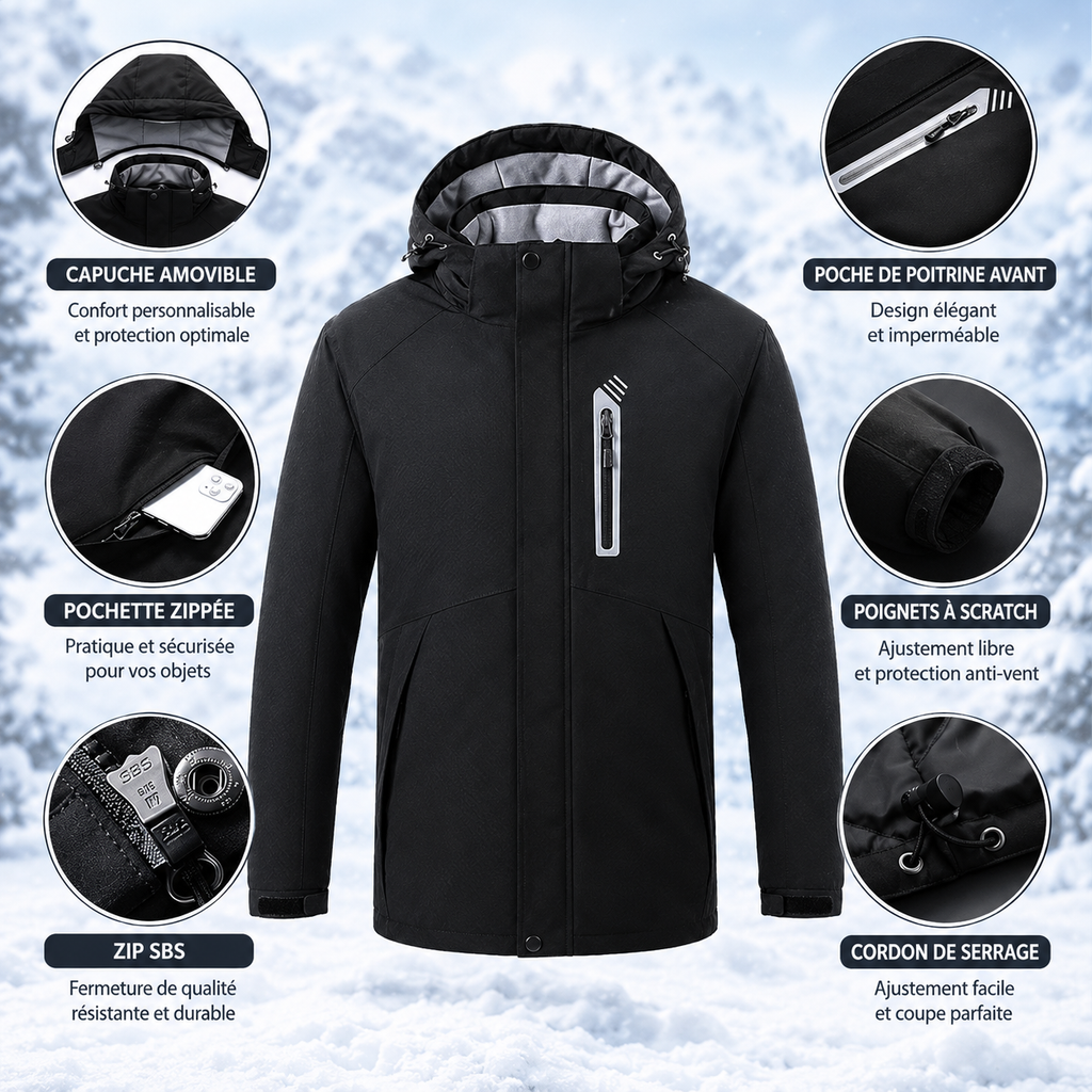 Veste Chauffante à Capuche Amovible