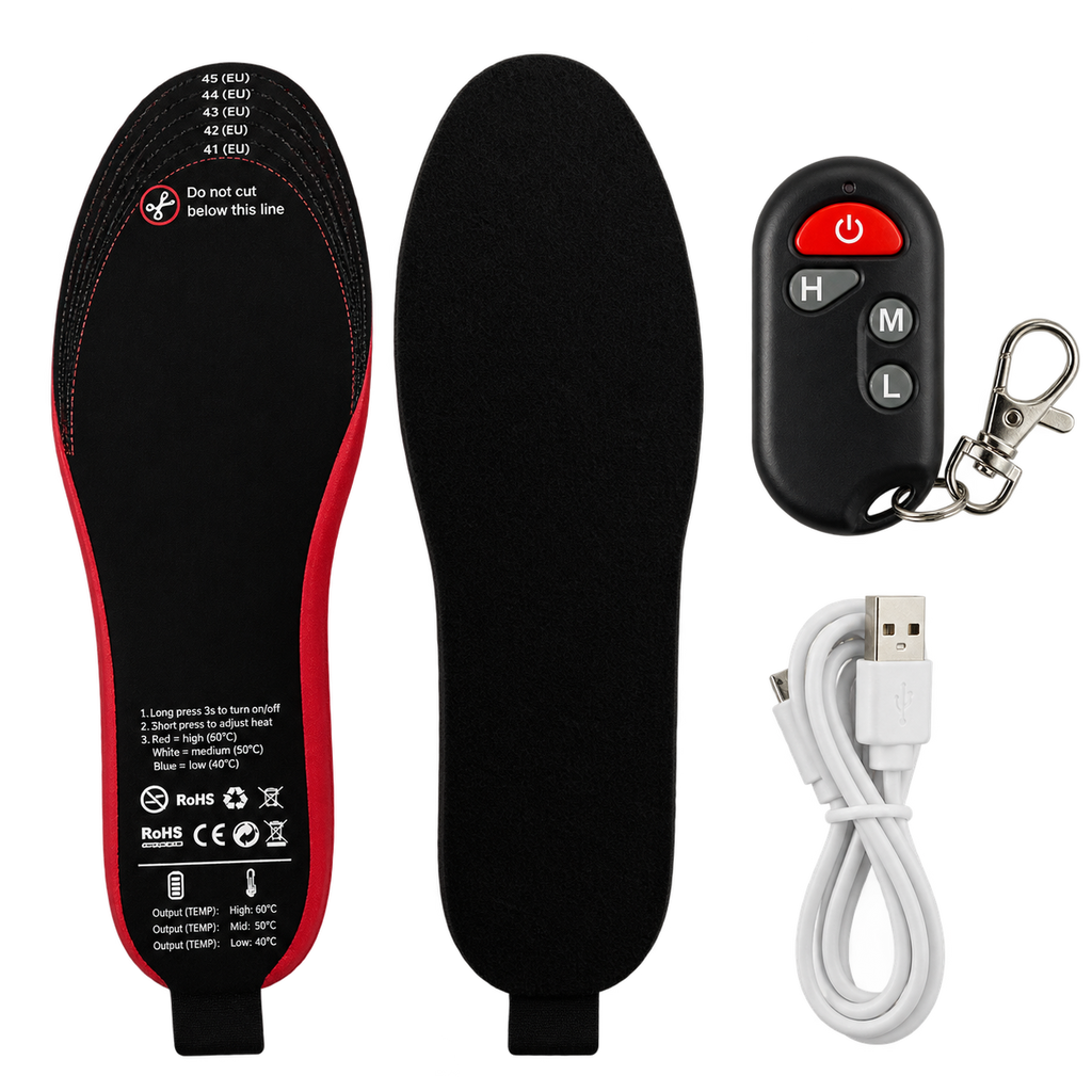 Semelles Chauffantes Rechargeables — Télécommande Sans Fil