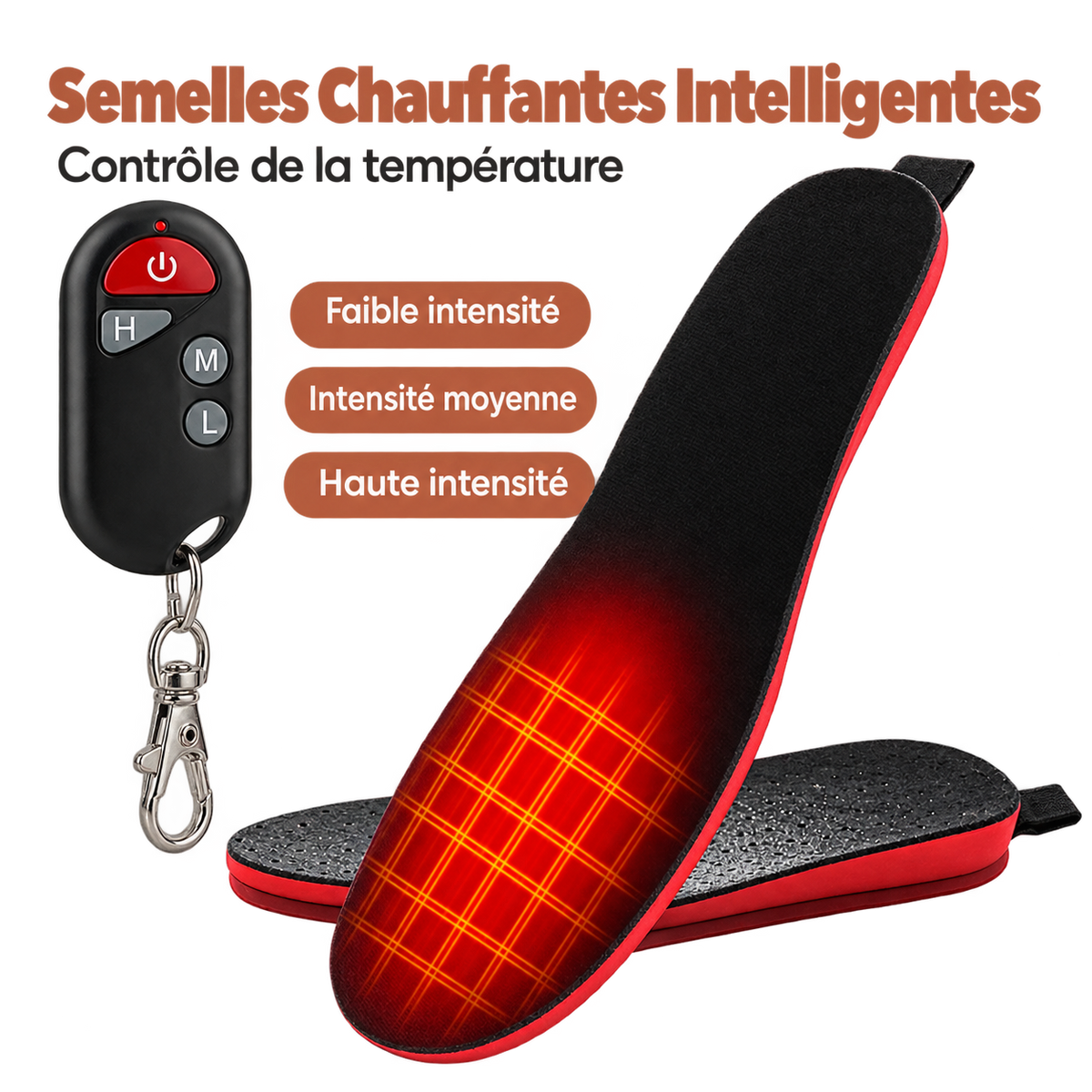 Semelles Chauffantes Rechargeables — Télécommande Sans Fil